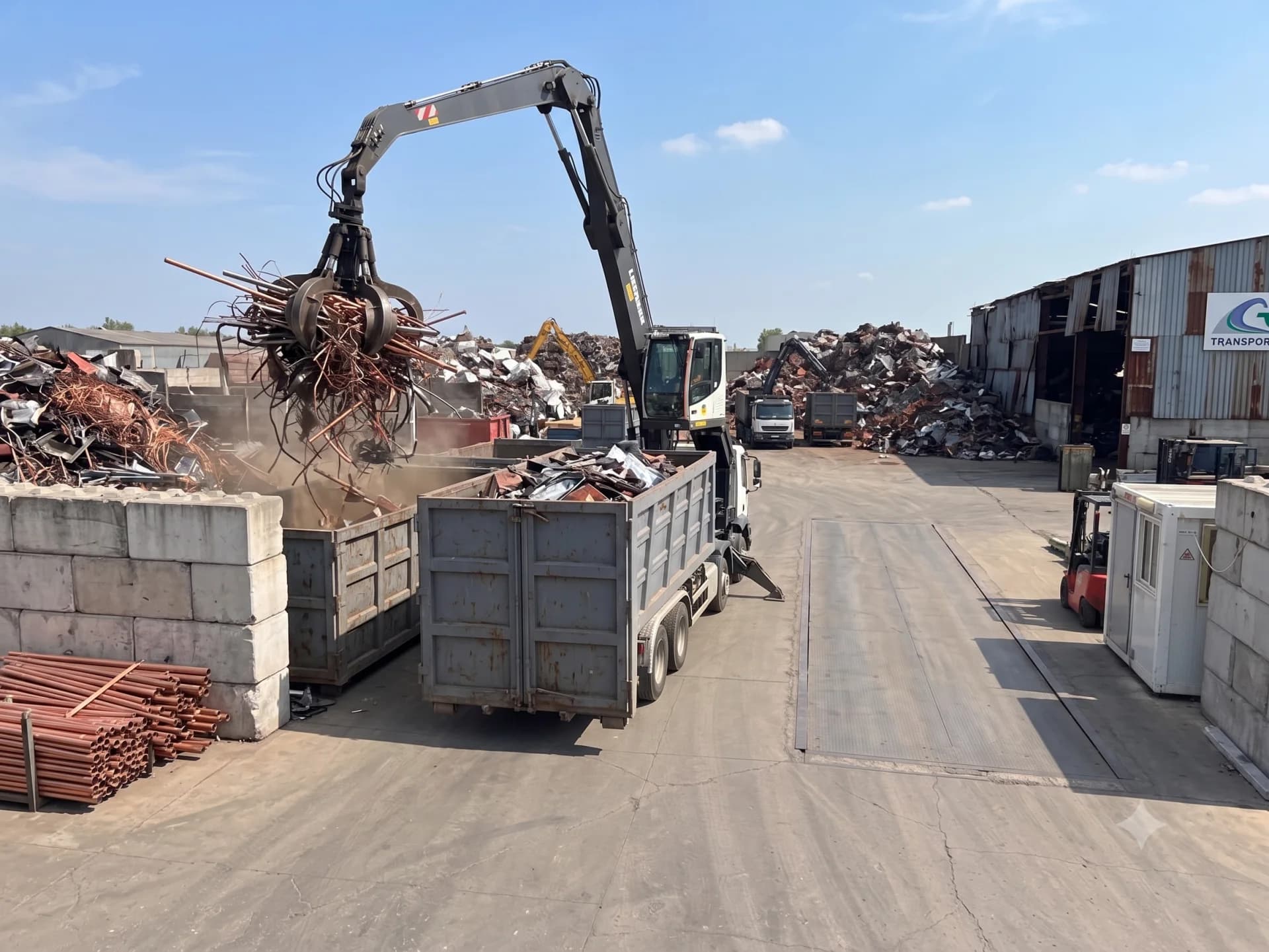 Camion-grue et manutention de métaux pour CIL Recyclage